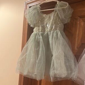 Mint Green Tulle Dress with Sequins